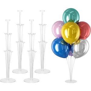 4 Set Balloon Stand Kit - Table Balloon Stands with Base, Easy Assembly Balloon Sticks, Reusable Balloon Holders for Baby Showers, Weddings, Birthdays, Party Decorations.