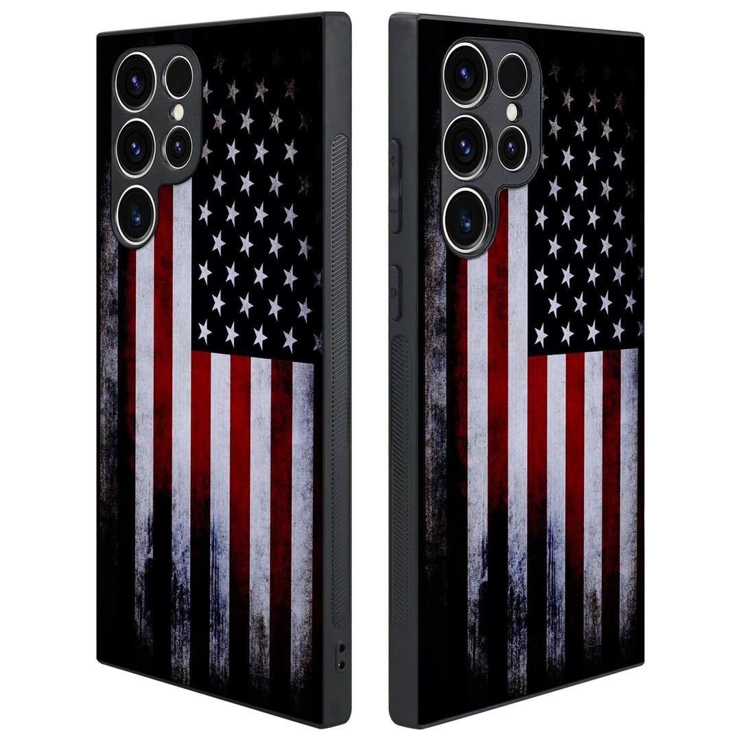Compatible with Samsung Galaxy S22 Ultra Case American Flag Pattern Hard PC Back and Soft TPU Sides Scratchproof Shockproof Protective Case for Samsung Galaxy S22 Ultra