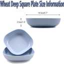 6 PCS 5.7inch/14.5cm Square Lightweight Wheat Straw Plates, Deep Dinner Dishes, Camping Dinnerware for Serving pasta fruit(Blue)