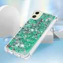 Case for Samsung Galaxy A05, Glitter Liquid TPU Cover Clear Flowing Quicksand with Anti-Fall Bumper Corner Shockproof Protection Women Girly Case for Galaxy A05 Green Love LSYB