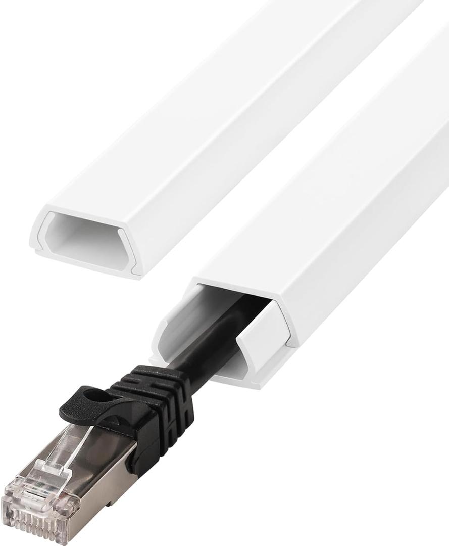 Wall Cable Hider Kit, 116in TV Wire Hider for Wall, Paintable Cord Hider Wall, Cord Organizer Hide 1-2 Cords Wall Mounted TV, Wire Cover for Wall, Cord Concealer 7XL16.5 W0.86 H0.43in, White