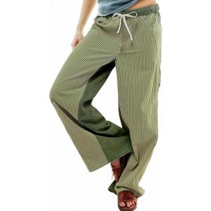 Womens Low Rise Wide Leg Striped Pants Jeans Boho Striped Drawstring Patchwork Denim Pants Trendy 2025 (Green, M)