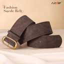 SUOSDEY Women Wide Waist Belt for Dresses Suede Chunky Belt with Gold Buckle Fashion Thick Waist Belt for Women Dresses (Size: Fit Waist Szie 26''-33'', Brown)
