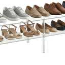 2 Tier Acrylic Long Shoe Shelf Clear Acrylic Shoe Organizer, 42.5" L x 11.8" W x 12.2" H, Holds 10 to 12 Pairs for Heels, Sneakers, Flats in Closet, Entryway, Bedroom, Easy Assembly & Clean