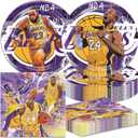 40Pcs Los Angeles Party Supplies include 20 plates, 20 napkins for The Laker party decoration