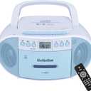 Gelielim Boombox CD and Cassette Player Combo, Boom Box Portable CD Players for Home with Bluetooth, AM FM Radio, Support Remote Control/AUX/USB/Earphone, LCD Display (Blue)