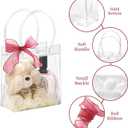 Jutieuo 50 PCS Clear Plastic Gift Bags with Handles, 4.9 x 5.9 x 2.8 inches Small Reusable Transparent Party Favor Bags PVC Goodie Bags Bulk for Weddings, Baby Showers, Birthdays