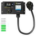 AC Power Meter, 120/240 VAC NEMA 14-50P to NEMA 14-50R Outlet with Breaker & Voltmeter, LCD Digital Real-Time Display, Multifunction Monitor Outlet for RVs & Generators, 50 A, with Screws