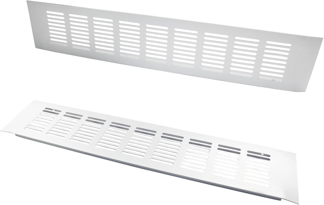 2 Pcs Air Vent Grille Cover, 16 x 3 Inch / 400 x 80mm Silver Rectangle Vent Cover, Stainless Steel Grill Cover for Ceiling, Wall, Cabinet, Cupboard Wardrobe Ventilation