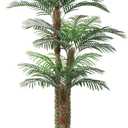 Artificial Palm Tree for Outdoor 8ft Tall UV Resistant Fake Tropical Golden Cane Palm Tree Large Faux Palm Plants for Outside Patio, Poolside, Lawn, Porch and Home Office Indoor Decor, Set of 1