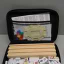 Mexican Train Dominoes Set with Numbers and 4 Wooden Trays/Racks, Double 12 Dominos Travel Set with 4 Tiles Holders, 91 Tiles Double 12 Colored Dominoes Game Set with Portable Case for Families Kids