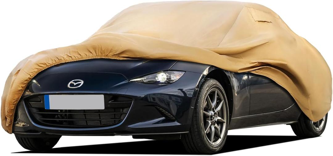 Heavy Duty Outdoor Car Cover Custom Fit for Mazda MX-5,Windproof All Weather Waterproof Sun Rain UV Dust Snow Protection Outdoor Car Covers (brown)