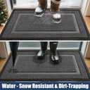 Large Front Door Mat Outside Entrance Indoor Doormat, 48" x 30" Outdoor Mats for Patio Waterproof, Outdoor Door Mats for Outside Entry, Indoor Rugs for Entryway, Sturdy Natural Rubber Entry Mat, Grey