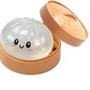 Glitter Dumpling Squishy, Colorful Dumpling Squishes Stress Balls with Steamer, Easter Gifts, Soft Squeeze Decompression Dough for Adults (White with Glitter)
