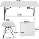 FDW | 6FT Folding Table | White | Portable Plastic Table