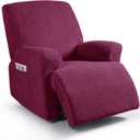 Ruaozz Recliner Sofa Covers Recliner Chair Covers Couch Covers for Reclining Couches with Pockets Washable Furniture Protector with Elastic Bottom (1 Seater, Wine)