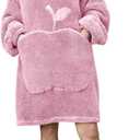 Wearable Blanket Hoodie for Women - Oversized Hooded Blanket for Adults Fluffy Plush Blanket Sweatshirt Warm Cozy Christmas Birthday Gifts for Mom Pink