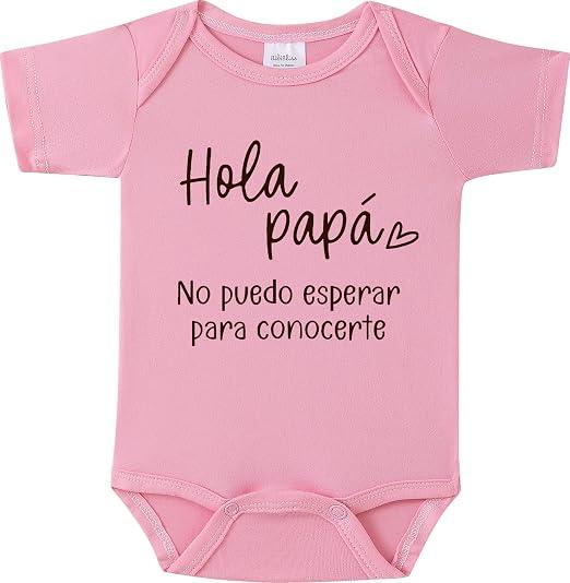 BIBIBLISSBABY Hola Papá Baby Announcement Onesie,Funny Spanish Pregnancy Announcement Infant Bodysuit for Grandparents to be,Baby Coming Soon Shower Reveal Idea Gift (Blush), XS