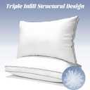 Luxury Goose Down Pillows Set of 2, Standard Size Hotel Quality Feather Pillows for Sleeping, Soft Breathable Cotton Sateen Cover, Premium Bed Pillows for Side Back Stomach Sleepers, Standard（Pack of 2）