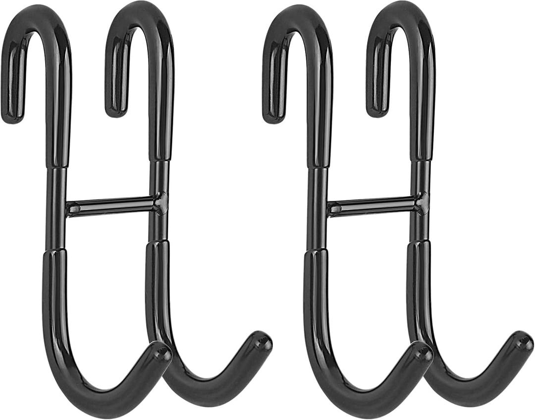 Simtive Shower Door Hooks (2-Pack), Towel Hooks for Bathroom Frameless Glass Squeegee Hooks, Black
