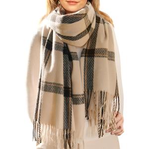 FURTALK Winter Scarf for Women Shawl Soft Tassel Plaid Large Oversized Scarves Wraps