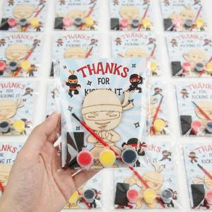 24 Set Ninja Party Favors - with Magnets Diamond Stickers Glitter Glue Pens - Karate Party Favors for Kids - Non-Toxic DIY Wooden Ninja Paint Crafts - Goodie Bags Gifts Prizes for Kids Boys Toddler