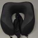 MLVOC Travel Pillow 100% Pure Memory Foam Neck Pillow, Comfortable & Breathable Cover, Machine Washable, Airplane Travel Kit with 3D Contoured Eye Masks, Earplugs, and Luxury Bag, Standard (Black)