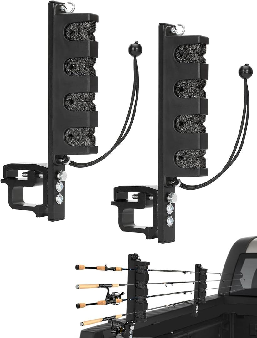 Fishing Rod Holder for Truck Bed, Holding 4 Rods Truck Bed Fishing Rod Holder, Aluminum Fishing Pole Holders for Truck