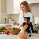 Rotary Cheese Grater with Handle - Vegetable Shredder with 5 Blades & Strong Suction Base, Round Slicer & Food Chopper for Kitchen (Black)