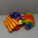 Funtery 7 Pcs Clown Costumes Set Includes Shoes, Nose, Hat, Wig, Gloves for Adults Halloween Clown Costumes (Medium)