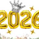 42inch 2026 Balloon Numbers - Gold Foil 2026 Balloons with Star Crown Balloons for New Year Party Decorations 2026, Happy New Year Decoration, 2026 NYE Decorations New Years Eve Party Supplies
