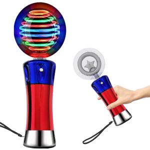 The Dreidel Company Light Up Magic Ball Toy Wand for Kids, Flashing LED Wand for Boys and Girls, Thrilling Spinning Light Show, Batteries Included, Fun Birthday Party Favor (Single)