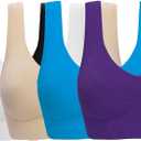 Women's Seamless Wire-Free Bra with Removable Pads (XX-Large, 5 Pack: Black White Nude Blue Purple)