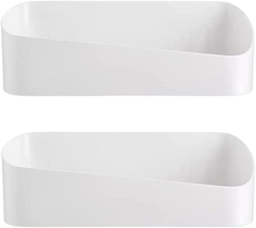 SUNFICON 2 Pack Adhesive Bathroom Shelf Organizer Shower Caddy No Drilling Shower Shelf Bath Essentials Shampoo Spice Holder 4 Clear Adhesives for Shower Room Bathroom Kitchen White