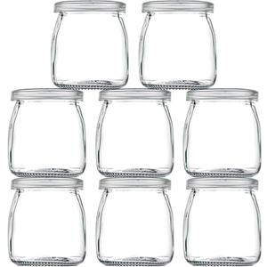 Thymart 5.3oz / 7 OZ Mini Glass Jar with Lid for Pudding, Yogurt, Caviar, Herb, Jelly, Jams, Honey, Spices - Dishwaresafe - Pack-of-4Pcs (5.3, Circular, 8, MGJS5-7)