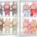 2 Pack Display Case Compatible with Labubu POP MART, Acrylic Clear Display Box Shelf for POP MART Labubu Doll
