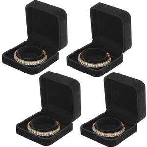 LETURE 4 Pieces Classic Velvet Bracelet Bangle Pendant Necklace Gift Box, Travel Jewelry Box Display Storage Case for Gift, Wedding, Engagement, Proposal, Birthday (Bracelet STYLE 1-4PCS)