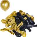 30pcs 5 Inches Latex Balloons, Kids' Party Balloons Decorations for Birthday Wedding Anniversaries Gender Reveal Christmas (Gold + Black)