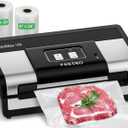 FRESKO Automatic Vacuum Sealer for Food, Hands-Free Operation, Seal 50 Bags in 20 min  Ideal for Meal Prep & Bulk Food Storage, Powerful Suction, Built-in Cutter & 2 Roll Bags (Large, Black)