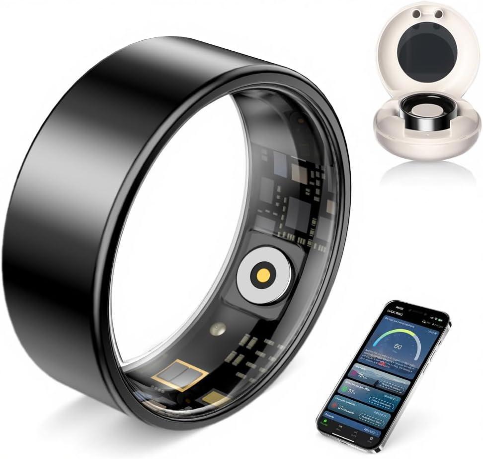 AI Smart Ring for Women Men - Sleep Tracker Ring with Heart Rate, Blood Oxygen, 10ATM Waterproof Fitness Ring, Step Counter & GPS Activity Fitness Tracker,7-Day Battery for iOS/Android (Black, 11)