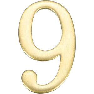 uxcell House Numbers for Outside, 1.85 Inch Self Adhesive Brass Mailbox Decor Number Stickers for Apartment Office Hotel Room Door Signs(Number 9)