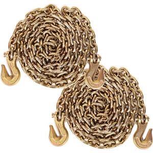 Aain 2 Pack Grade 80 Binder Heavy Duty Chain with G70 Clevis Hooks Transport Chains 10 Foot 5/16 Inch Trailer Safety Chains WLL 4,900 lbs for Pulling & Towing Logging Chain Set
