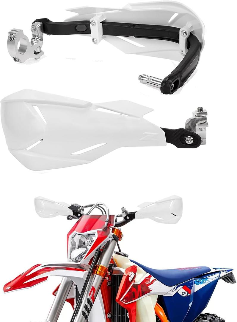 XINGWU Motorcycle Handguards Universal 7/8'' and 1 1/8'' Dirt Bike Hand Guards ATV Hand Protection for Sur Ron ATV CR CRF KXY Pit Bike Motocross Enduro Supermoto Racing (white) XINGWU Motorcycle Handguards Universal 7/8'' and 1 1/8'' Dirt Bike Hand Guards ATV Hand Protection for Sur Ron ATV CR CRF KXY Pit Bike Motocross Enduro Supermoto Racing (white)