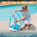 Sloosh Pool Basketball Hoop Set, Floating Basketball Pool Game, Swimming Floats Toys with Balls Pump, Summer Outdoor Water Play Toy for Kids and Adults (Blue)