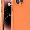 Vooii Compatible with iPhone 14 Pro Case, Liquid Silicone Upgrade [Camera Protection] [Soft Anti-Scratch Microfiber Lining] Shockproof Phone Case for iPhone 14 Pro 6.1 inch - Bright Orange