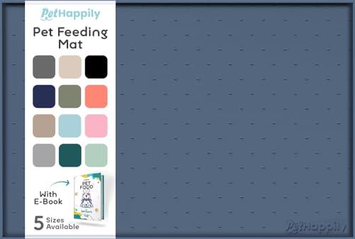 PetHappily Dog Food Mat - Raised Edges Dogs Mat for Food and Water Prevent Spill, Waterproof Cat Food Mats Protect Floors, Easy Clean Dog Bowl Mats for Food and Water, Silicone Pet Food Tray