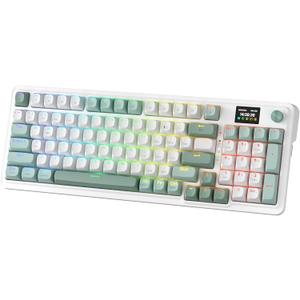 Redragon K719 Wireless Gasket Gaming Keyboard w/Hype Screen & Knob, 95 Keys Mechanical Keyboard, Easy-Control 1.14 TFT Info Display, 5-Layer Noise Dampening, Custom Linear Switch, Jade Cloud Color