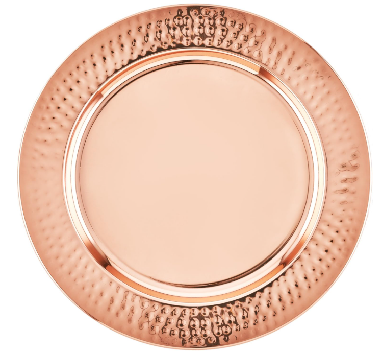 Hammered Copper Charger Plates, 13", Set of 6