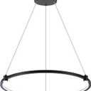 Modern Led Pendant Light Fixture Modern Led Chandelier Dimmable 23.6" Black 1 Circular Ring Hanging Pendant Lighting Fixture for Living Room Dining Room Kitchen Office Foyer 3000K 4000K 6000K