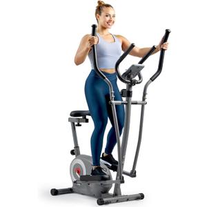 Sunny Health & Fitness Essential Magnetic Resistance 2-in-1 Cross Trainer Elliptical Bike, with Digital Performance Monitor, Optional Bluetooth with Exclusive SunnyFit App - SF-E322004